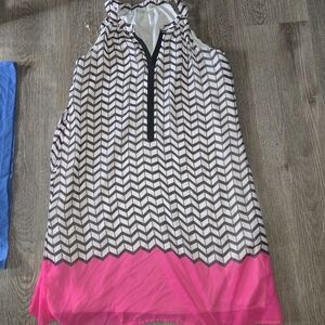 Tacera Pink and Black Chevron Dress